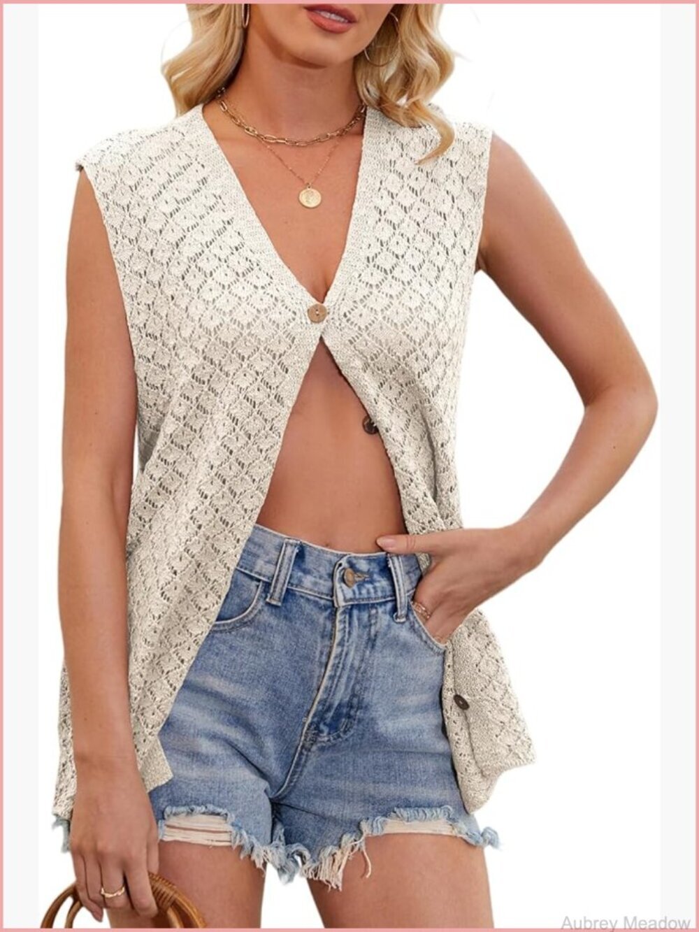 Sleeveless V-Neck Button Down Cardigan Sweater Knit Vest Open Front Casual